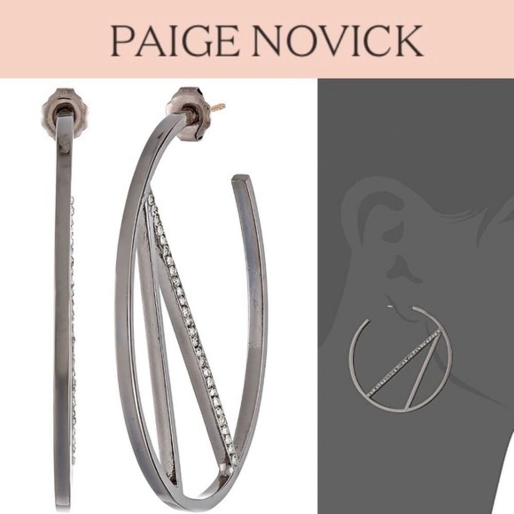 PHUN by Paige Novice Gunmetal Pave Hoop Earrings